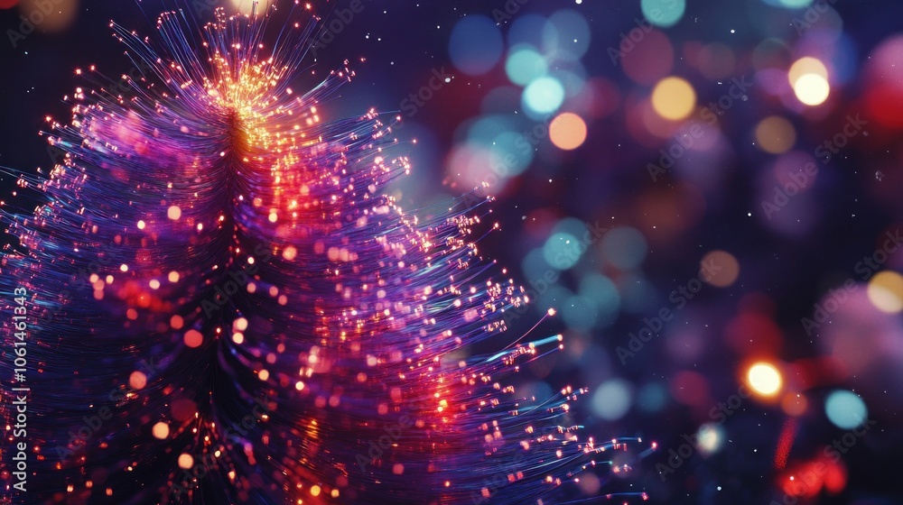 A close-up of a fiber optic Christmas tree.