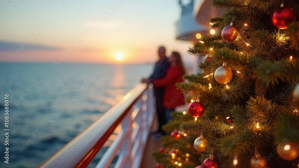 Couple on a Christmas Cruise Holiday