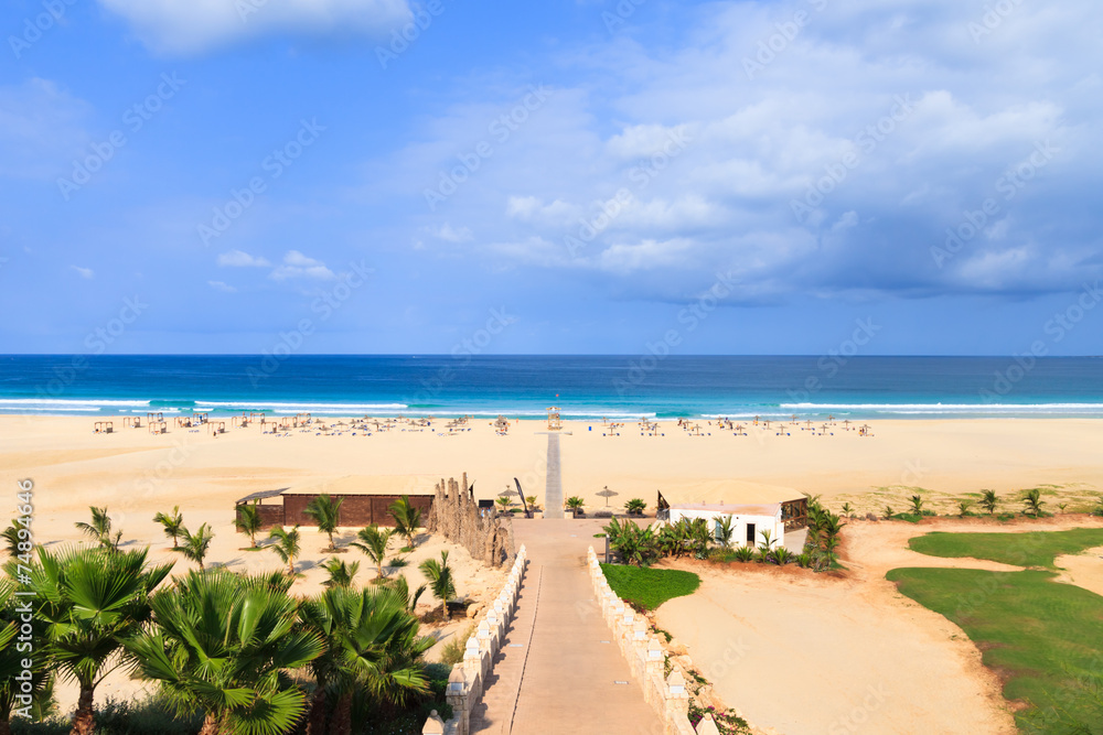 Beautiful view on beach and ocean, Boavista, Cape-Verde