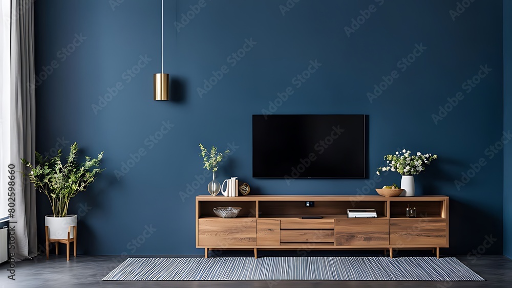 Living room with TV unit in modern setting