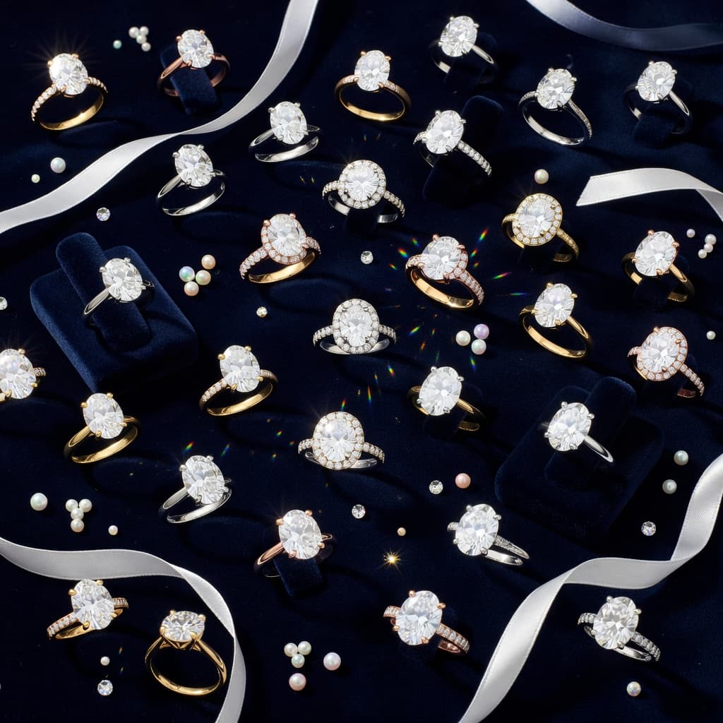 A selection of oval diamond engagement rings 