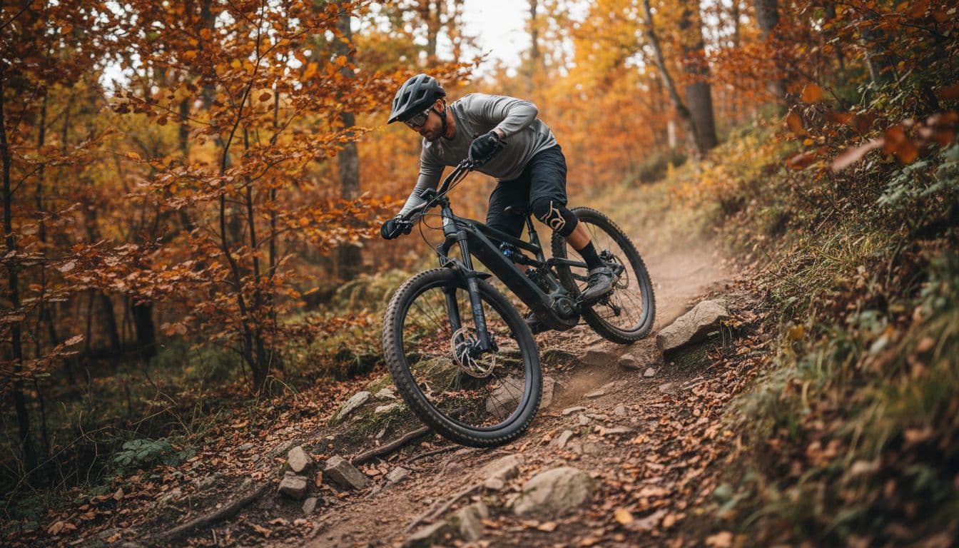 Test riding a full suspension e-MTB on UK singletrack