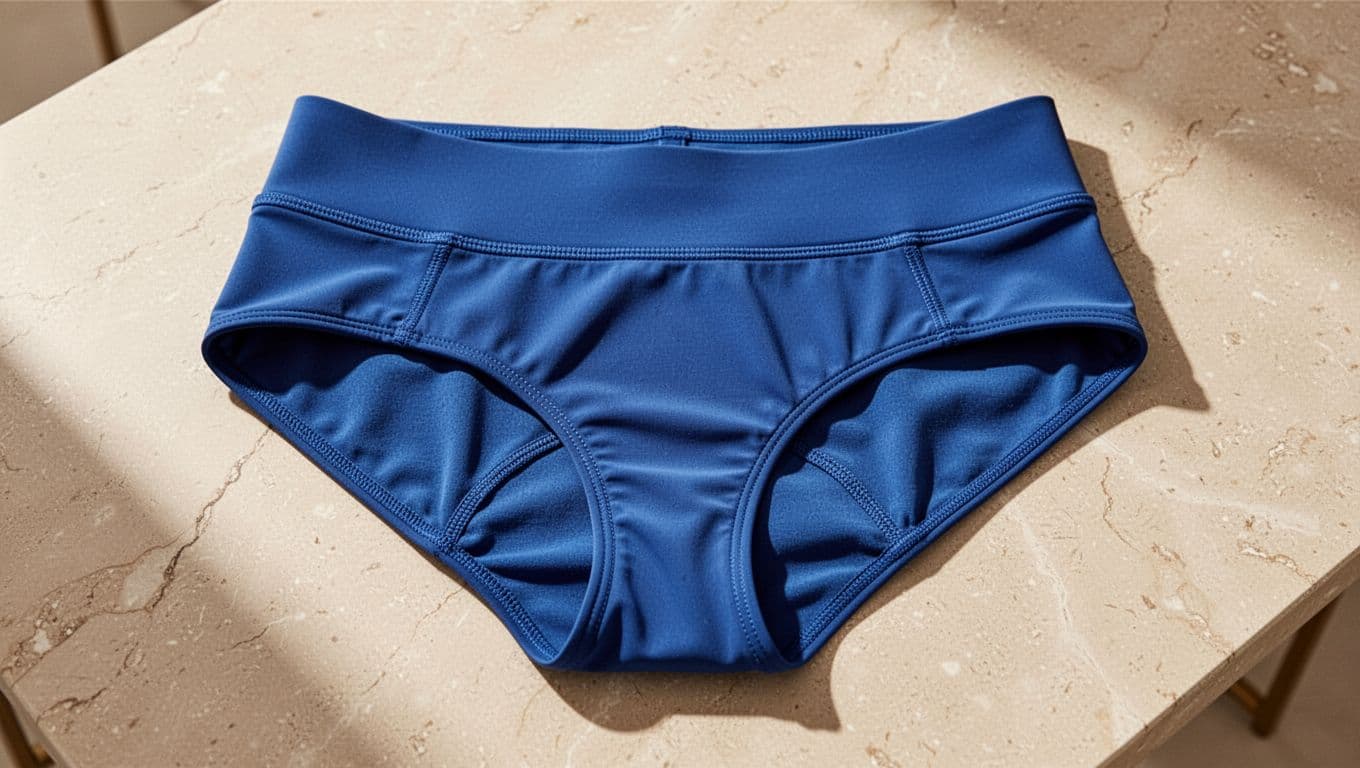Bikini Shorts: A UK Buyer's Guide to Fit, Fabric and Value 3 Close-up bikini shorts showing a wide waistband, neat lining, gusset, and flat seams on pale stone.