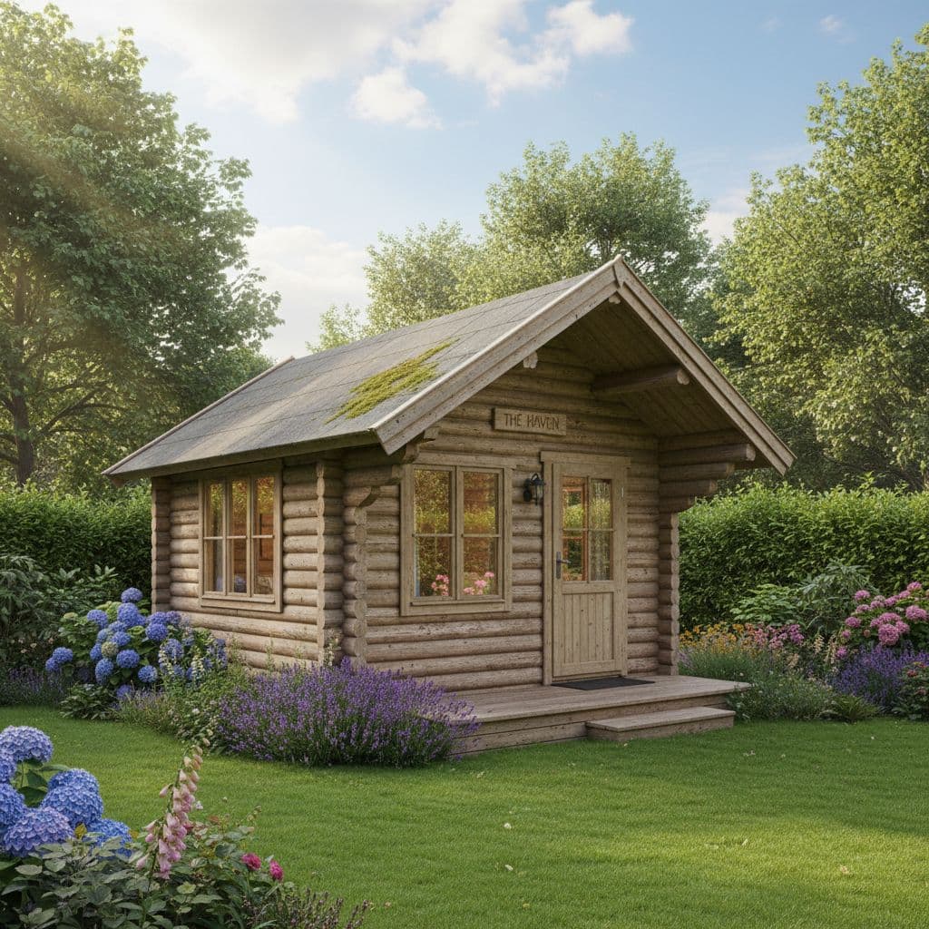 Log Cabin Cost Calculator: Work Out Your Real Budget UK 1 Wooden log cabin in a UK garden