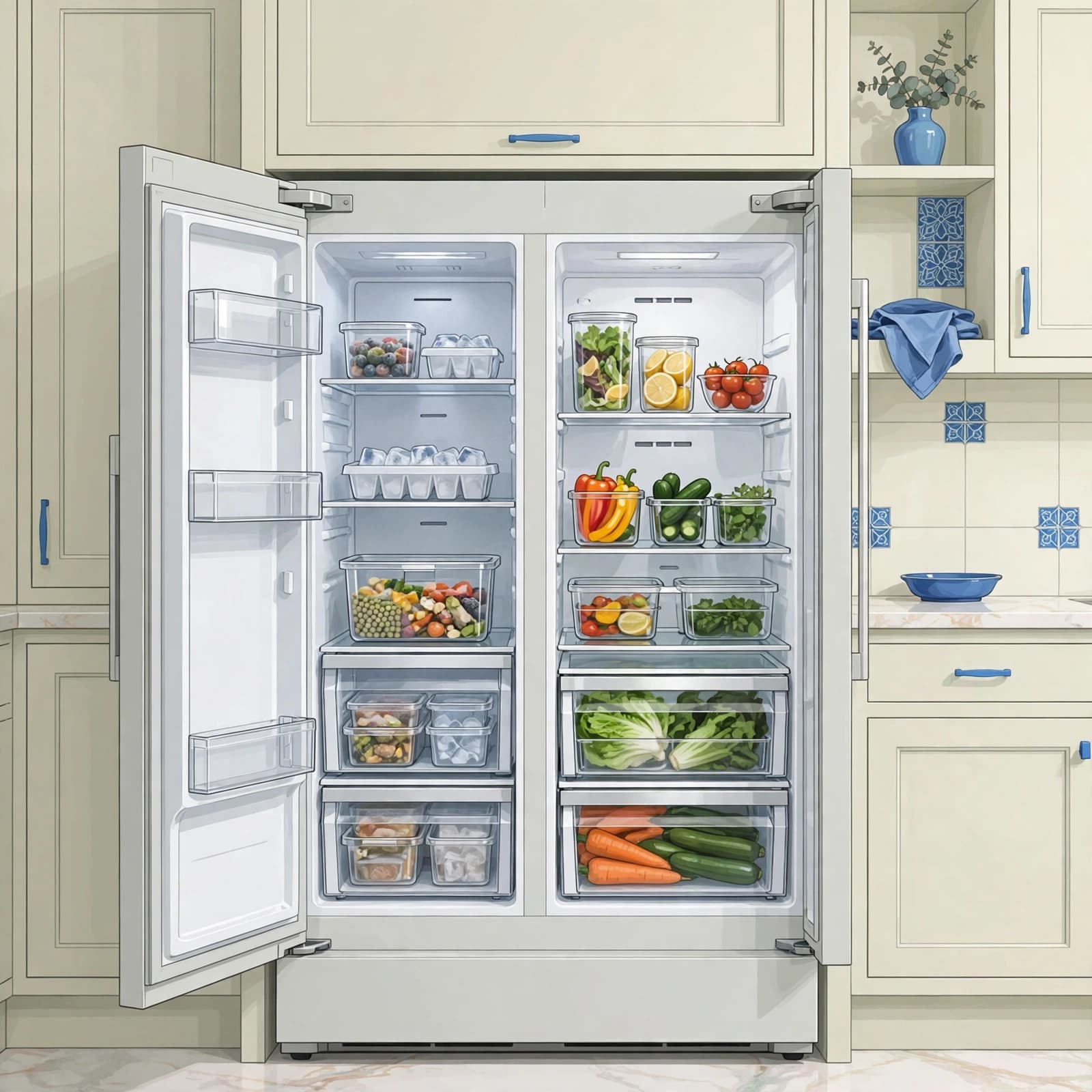 Samsung fridge review: what is worth paying for? 2 An open American-style fridge-freezer with organised fresh-food storage.